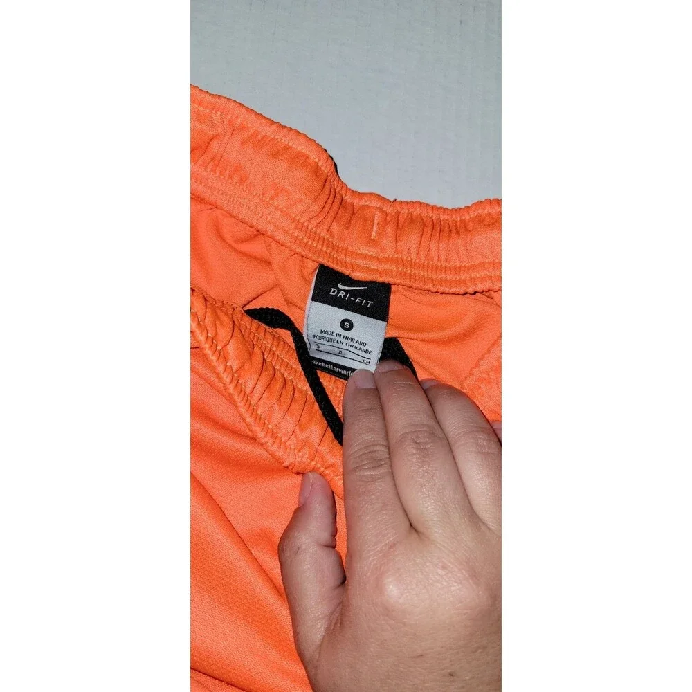 Nike Dri-FIT Kids Orange Solid Knit Shorts Size S Drawstring Elastic Waist